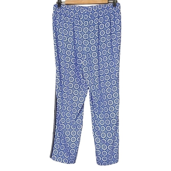 TALBOTS Petites Blue Geometric Print Flowing Straight Leg Trouser Tuxedo Stripe - Picture 4 of 10